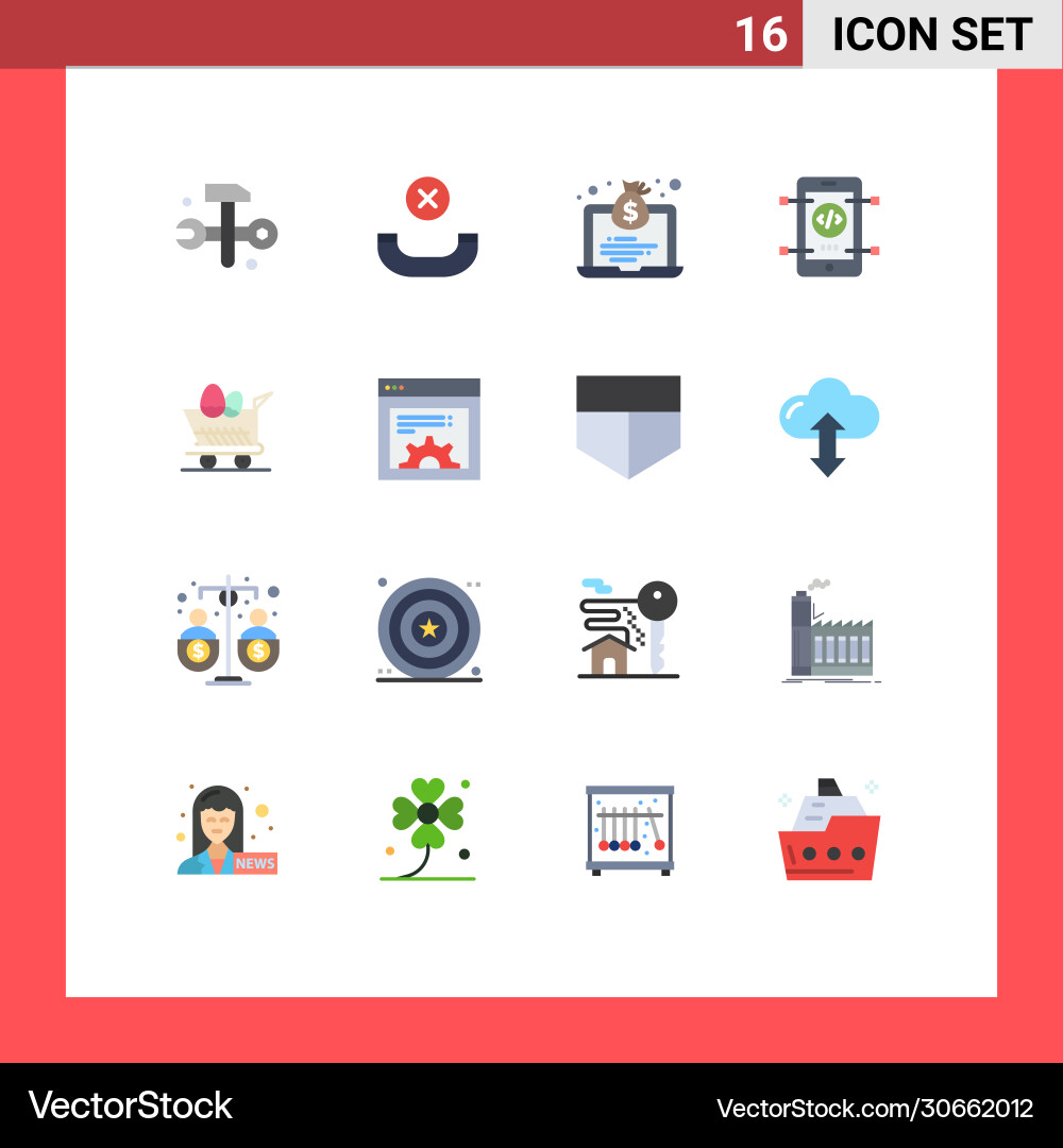 16 universal flat colors set for web and mobile vector image