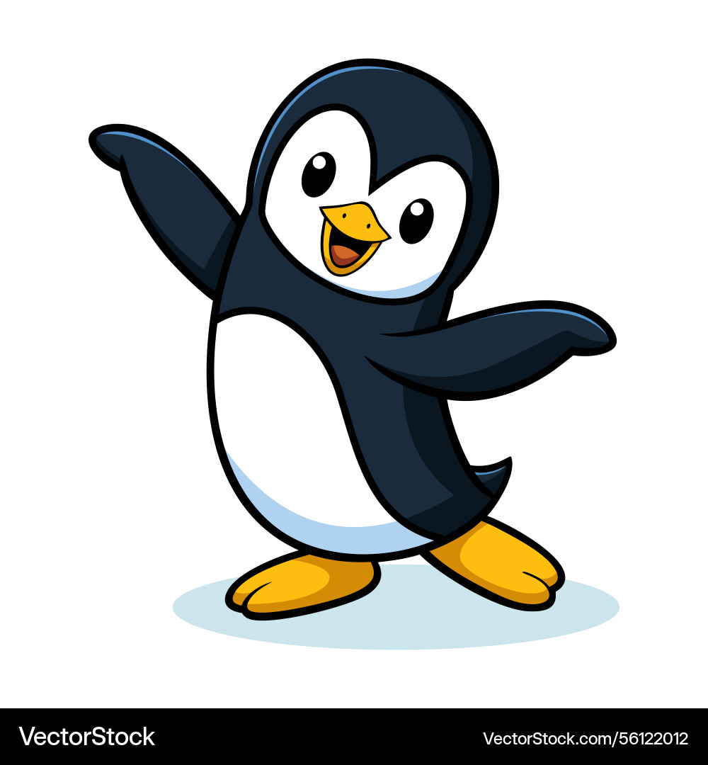 A cheerful penguin posing with open wings A cheerful penguin posing with open wings vector image