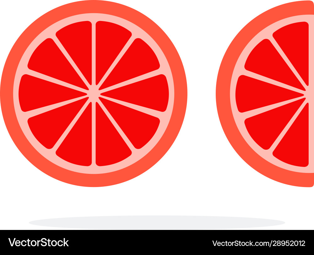 A round grapefruit slice and wedge A round grapefruit slice and wedge vector image