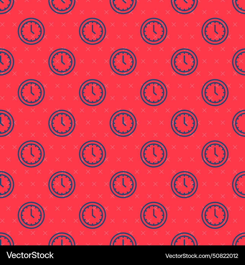 Blue line clock icon isolated seamless pattern Blue line clock icon isolated seamless pattern Vector Image