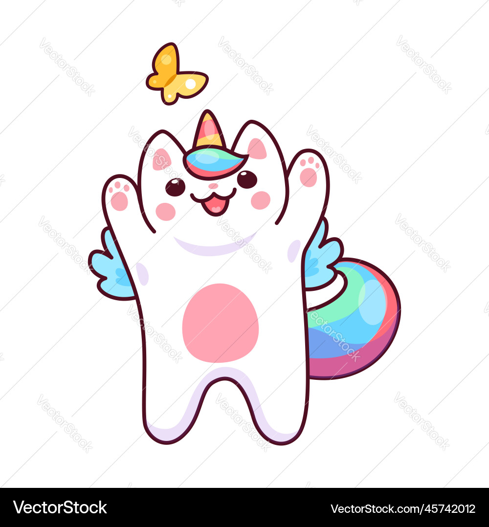 Capricorn kitten character playing with butterfly Capricorn kitten character playing with butterfly vector image