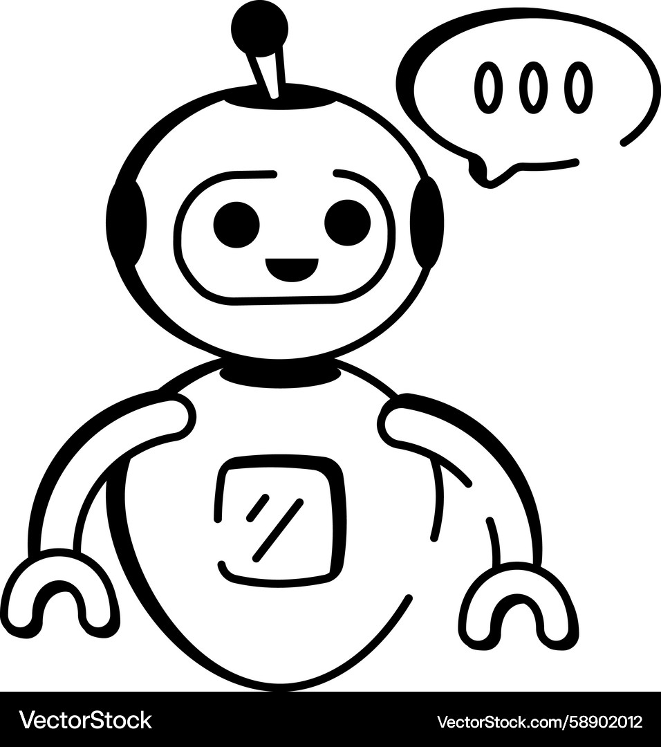 Chatbot Doodle Icon - AI Communication Vector Image