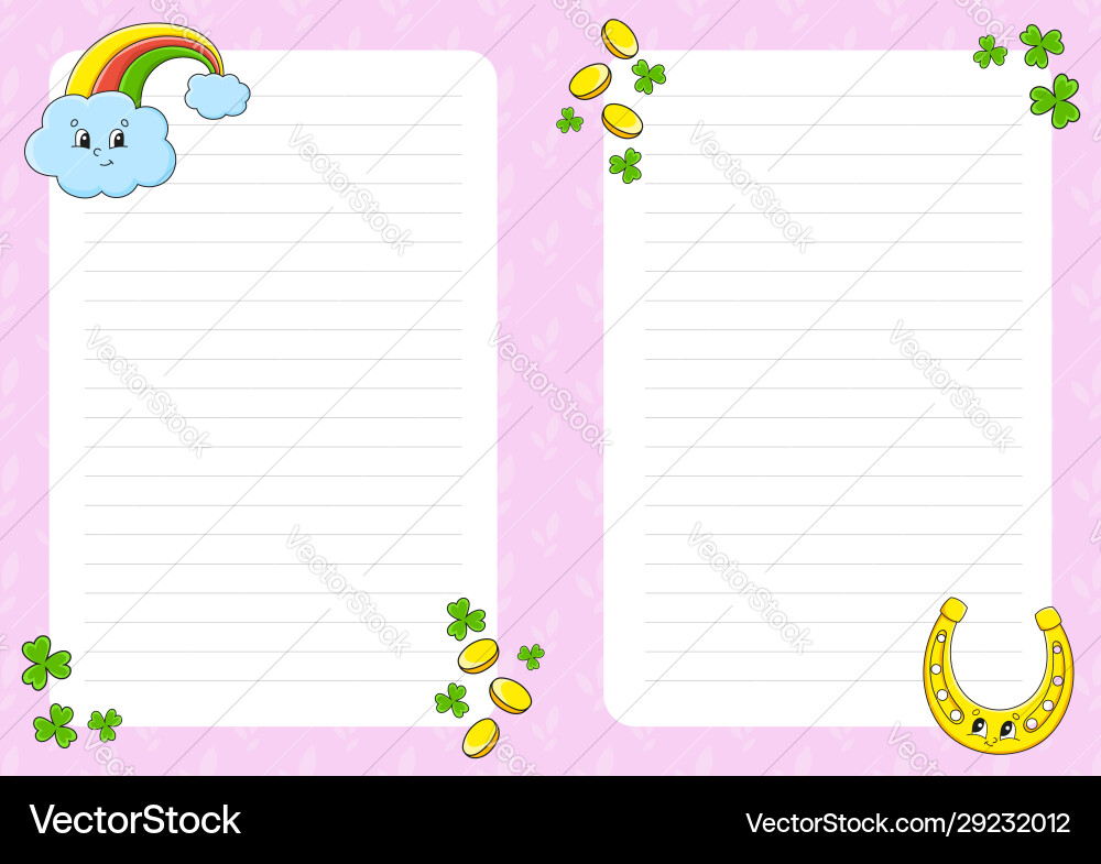 Colored sheet template for notes paper page Vector Image