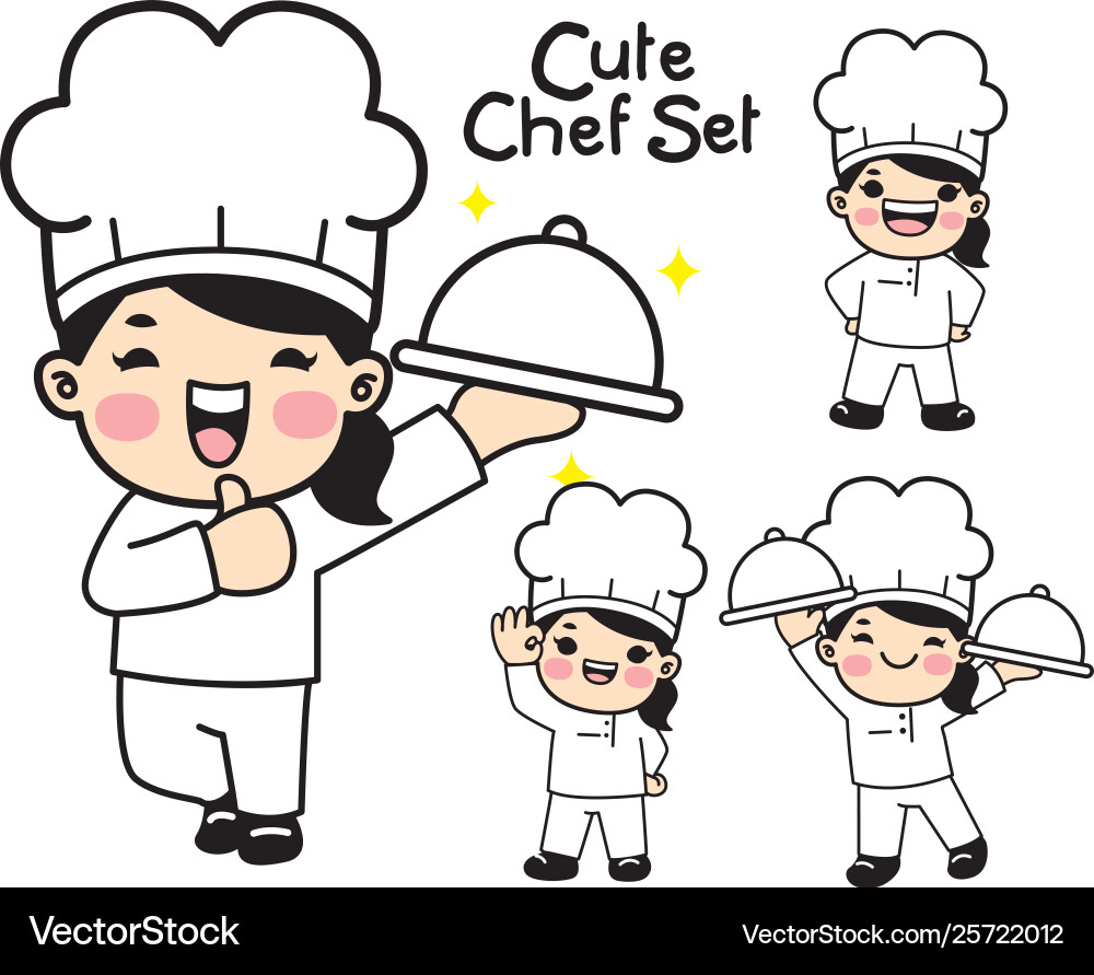 Cute chef character set Cute chef character set vector image