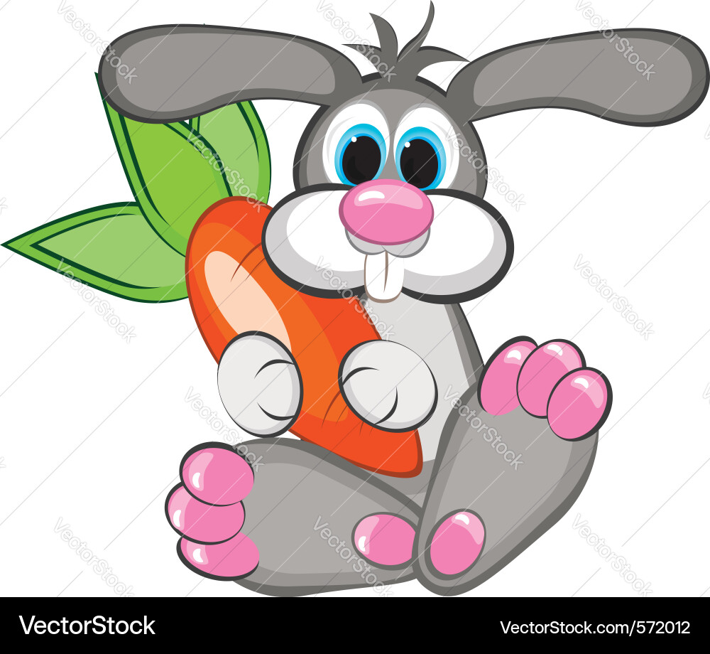 Cute Rabbit with Carrot Vector Image