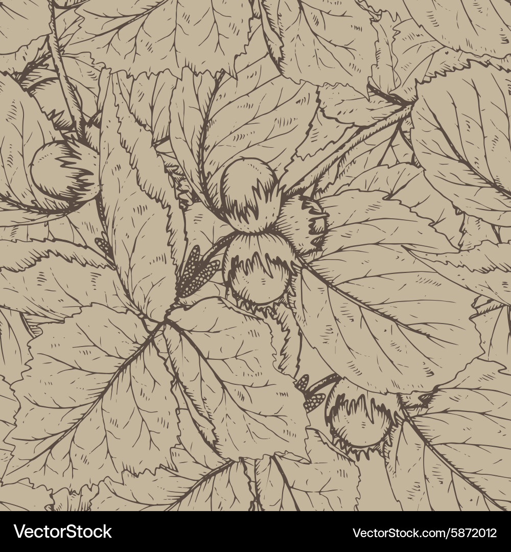 Decorative seamless pattern with hazelnuts vector image