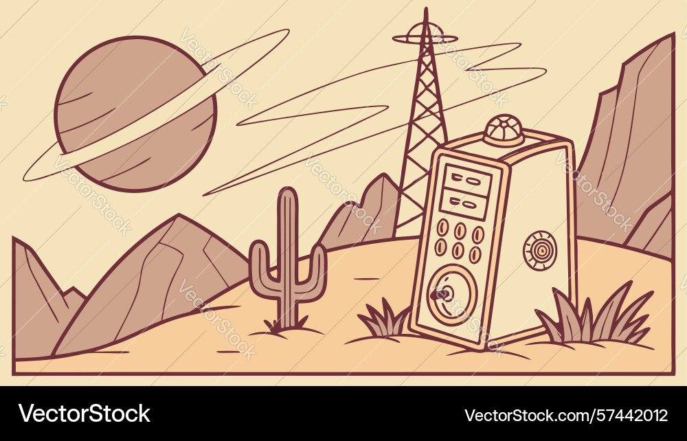 Desert structures tower remote frontier design Vector Image