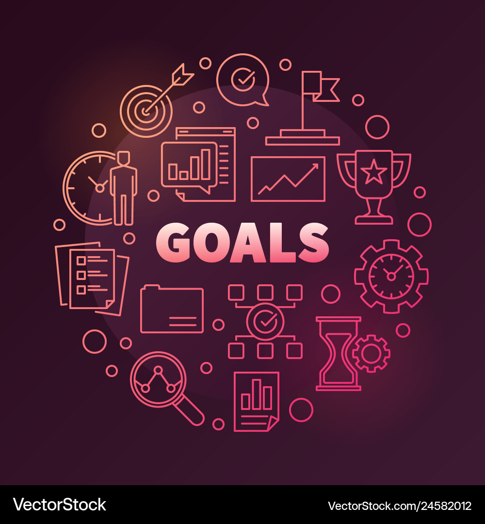 Goals colored round in outline Goals colored round in outline Vector Image