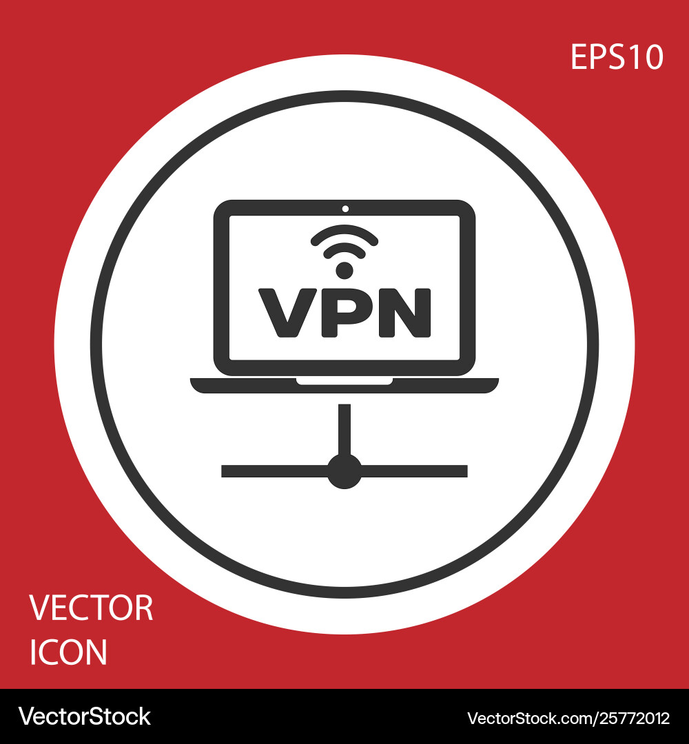 Grey vpn computer network icon isolated on red Grey vpn computer network icon isolated on red vector image