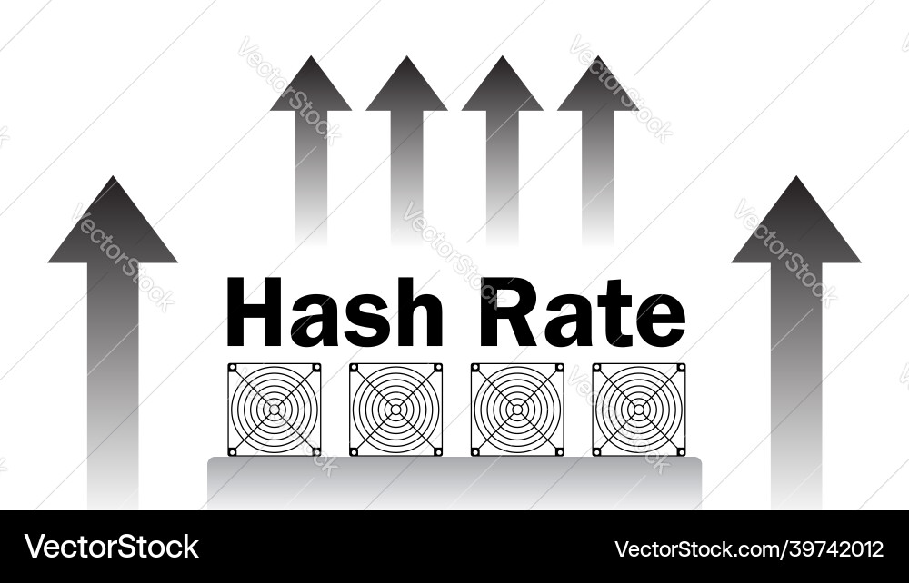 Hash rate of blockchain network increase Hash rate of blockchain network increase Vector Image