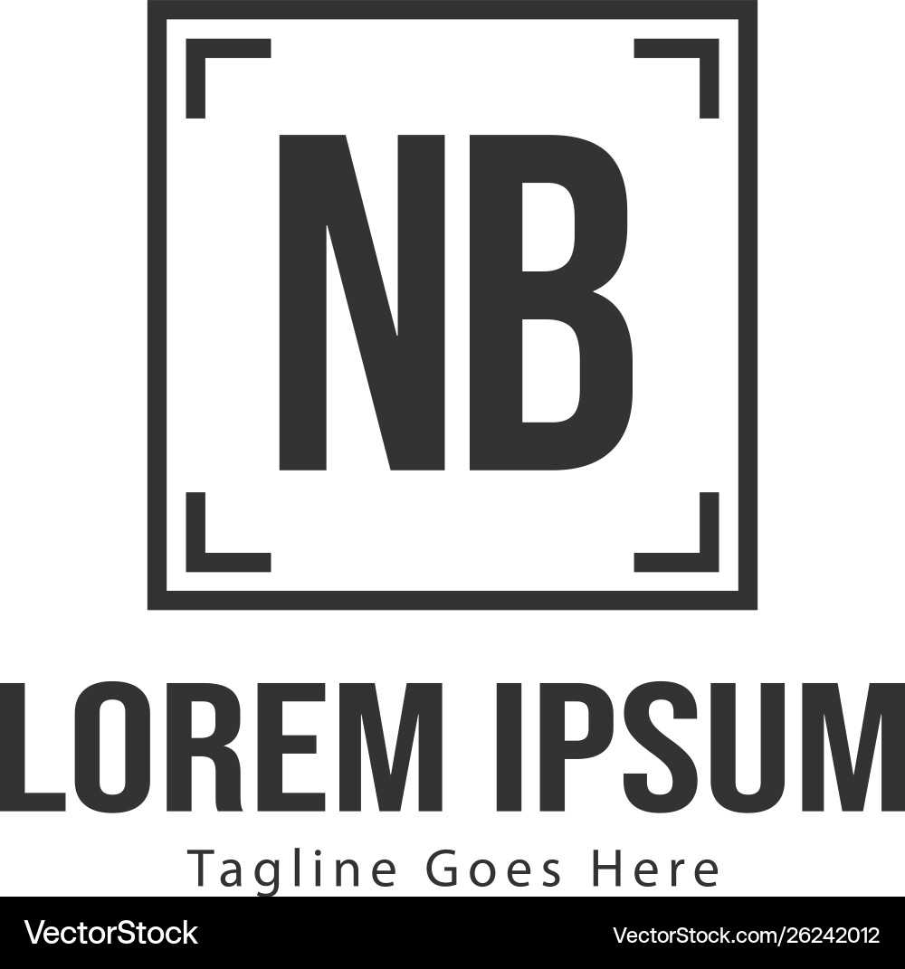 Initial nb logo template with modern frame Vector Image