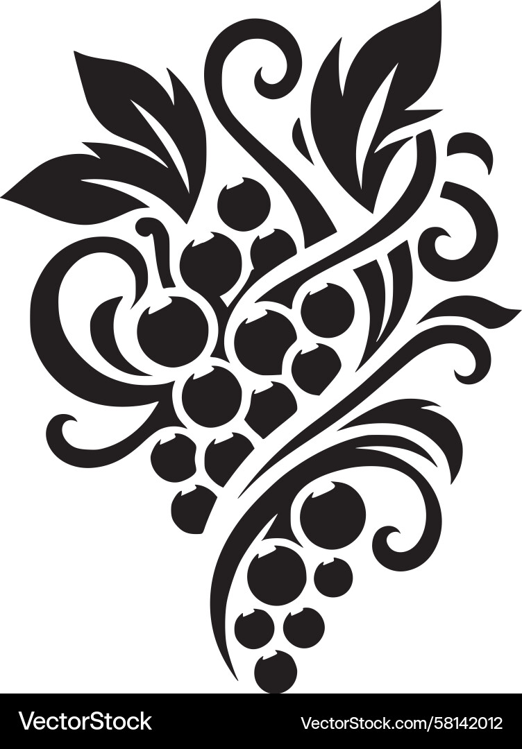 Intricate Grape Vine Scroll Vector Image