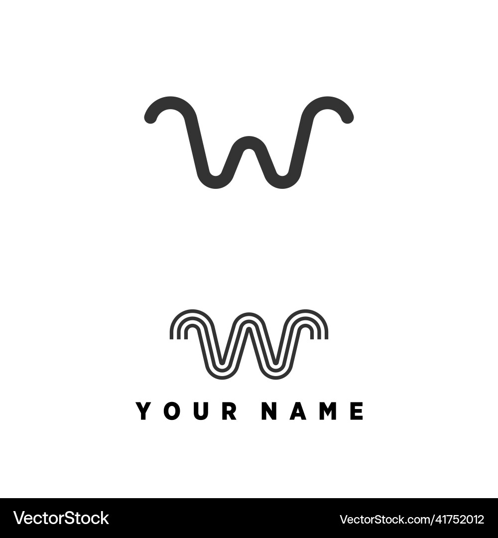 Letter or word w unique font with line 3 lines Letter or word w unique font with line 3 lines Vector Image