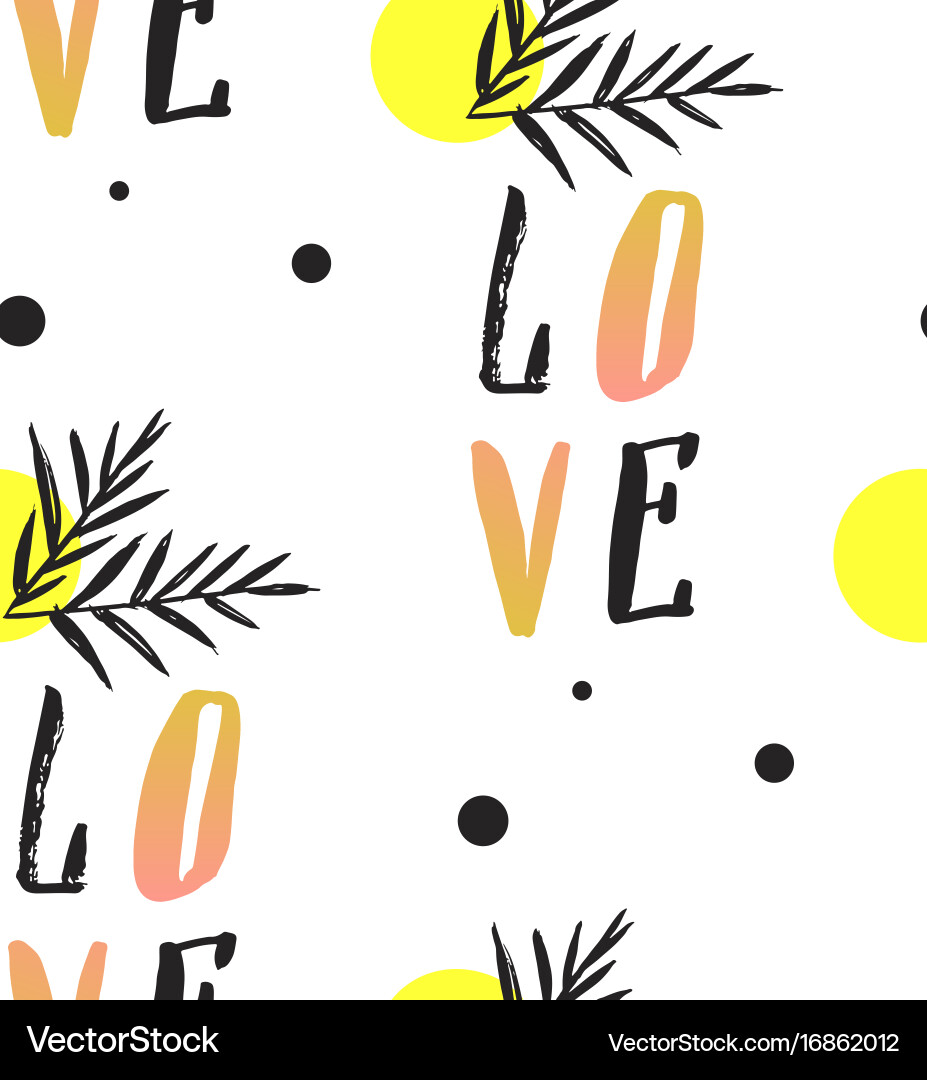 Love note seamless text pattern with hearts vector image