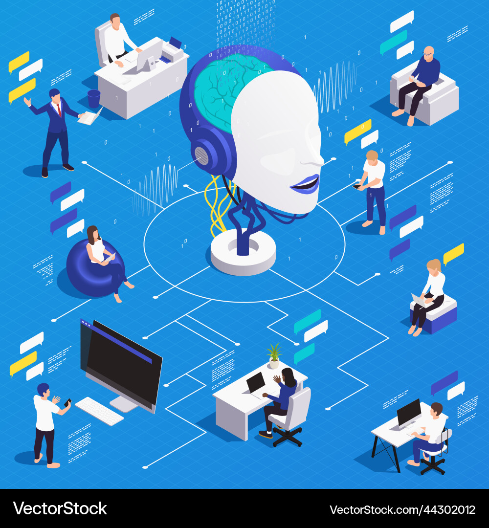 Machine learning flowchart composition Machine learning flowchart composition vector image