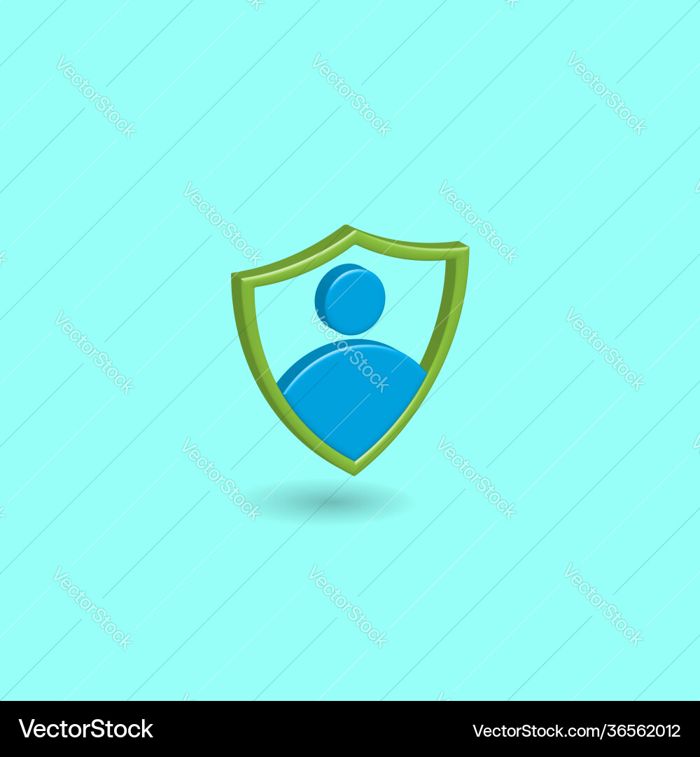 Minimal shield with user icon isolated vector image