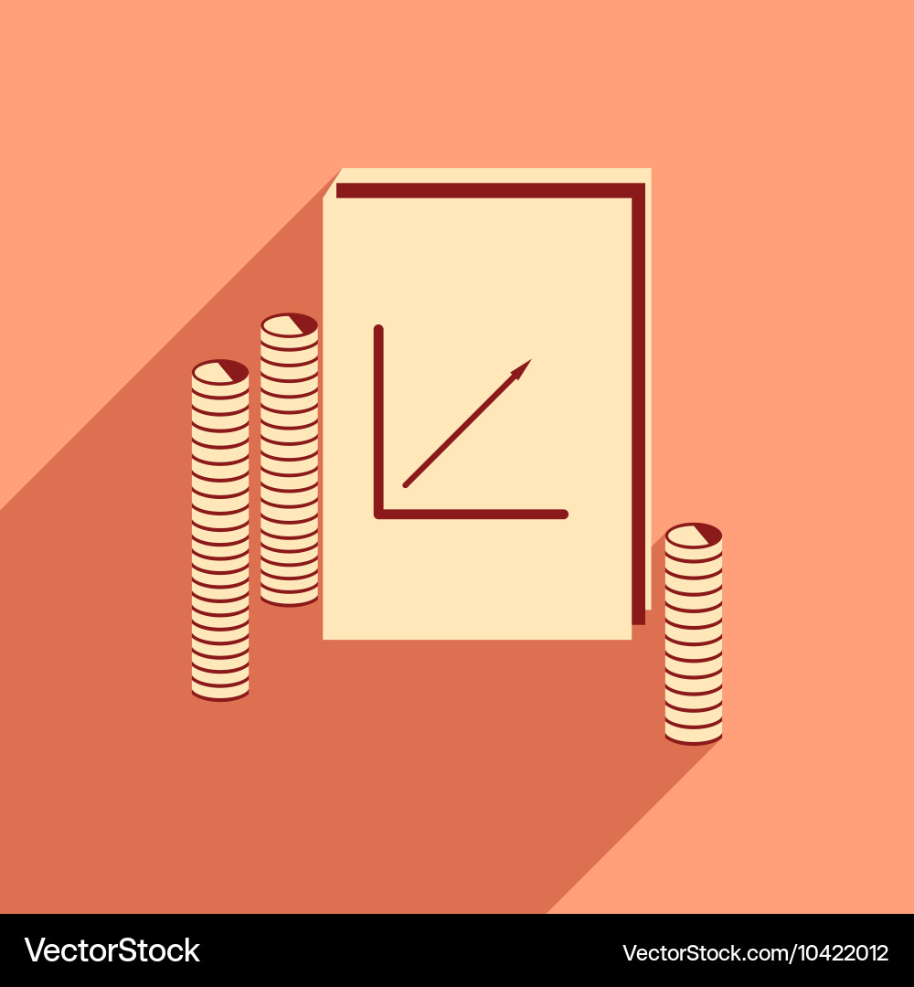 Modern flat icon with shadow report and coins vector image