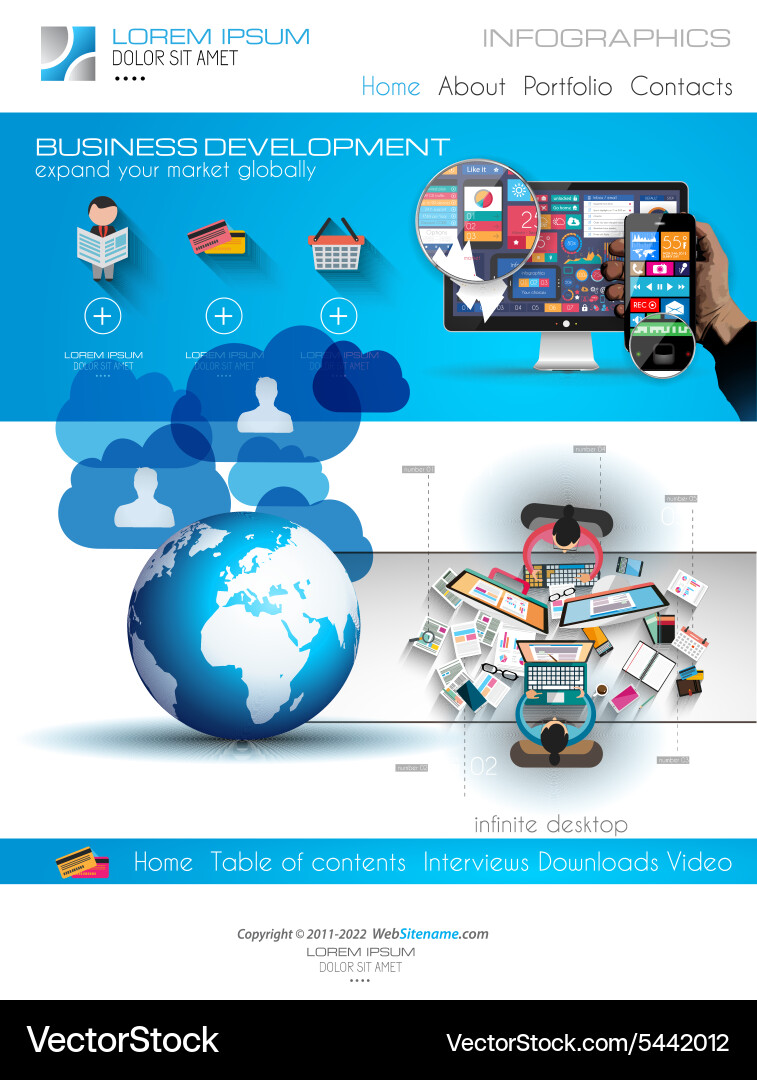 Modern website template with flat style vector image