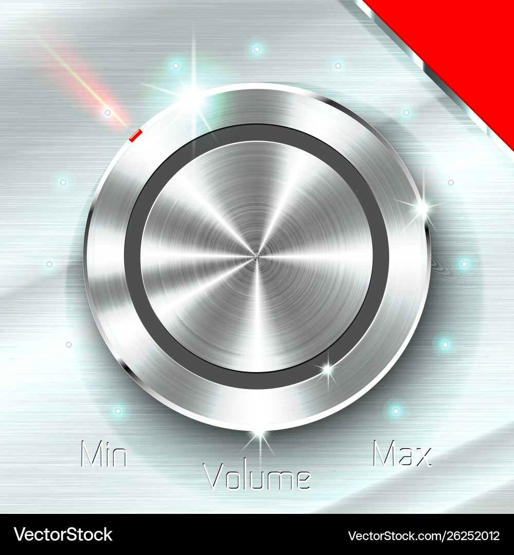 Monochrome volume button on metallic sheet vector image