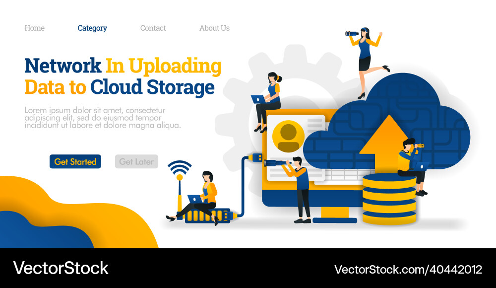 Network in uploading data to cloud storage upload Network in uploading data to cloud storage upload Vector Image