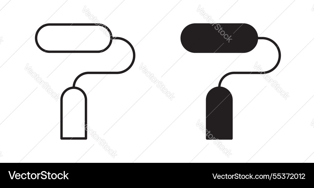 Paint roller icon set in thin line for web Paint roller icon set in thin line for web Vector Image