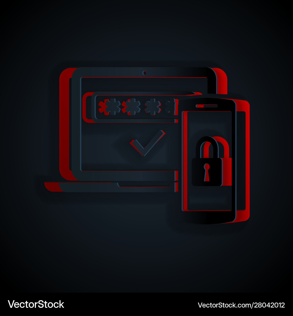 Paper cut multi factor two steps authentication Paper cut multi factor two steps authentication vector image