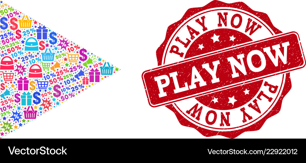 Play function composition of mosaic and textured Play function composition of mosaic and textured vector image