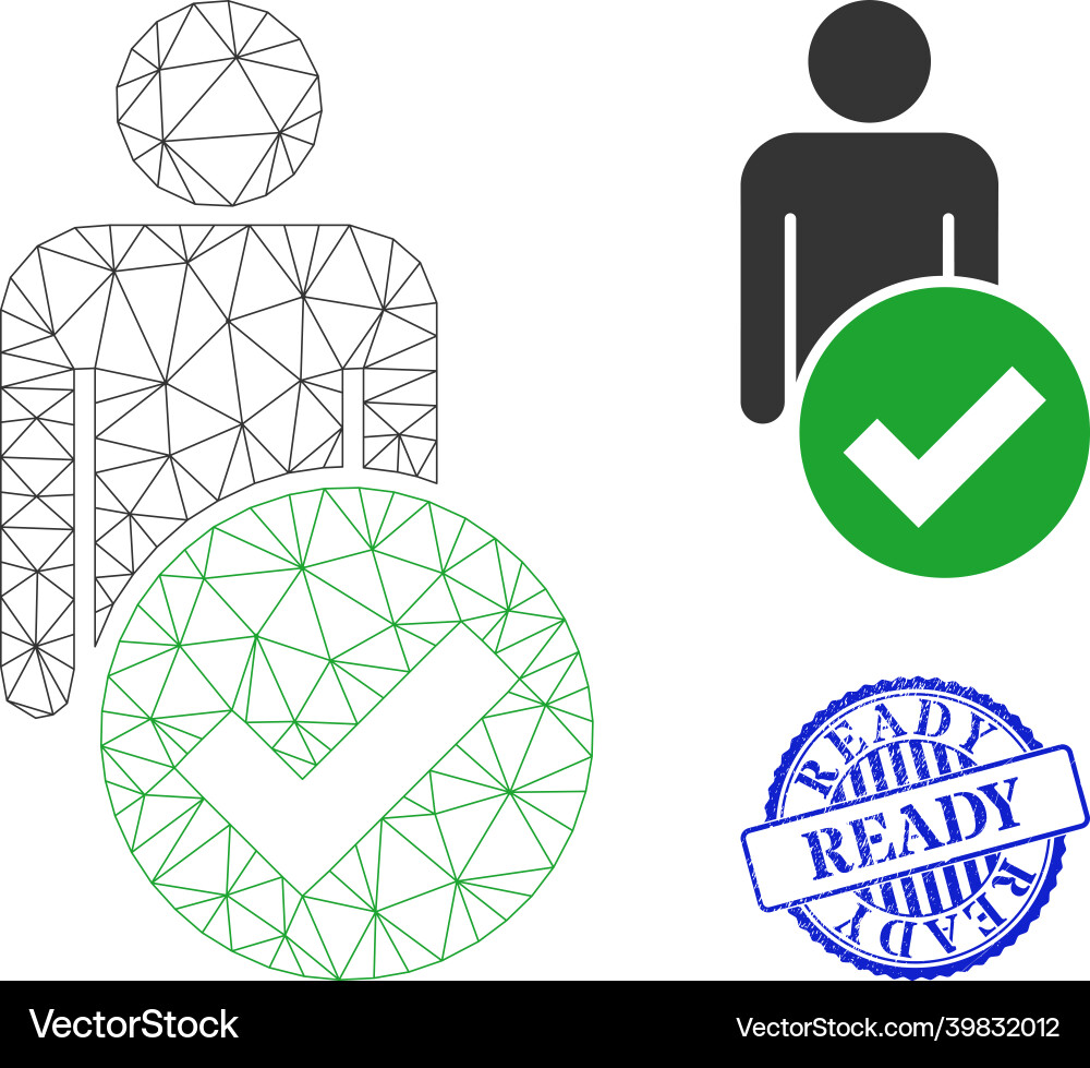 Ready distress rubber imprint and web network vector image