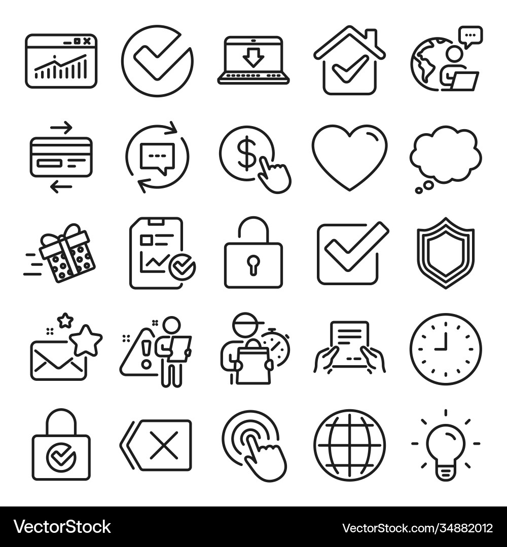 Report time and globe line icons statistics Report time and globe line icons statistics vector image