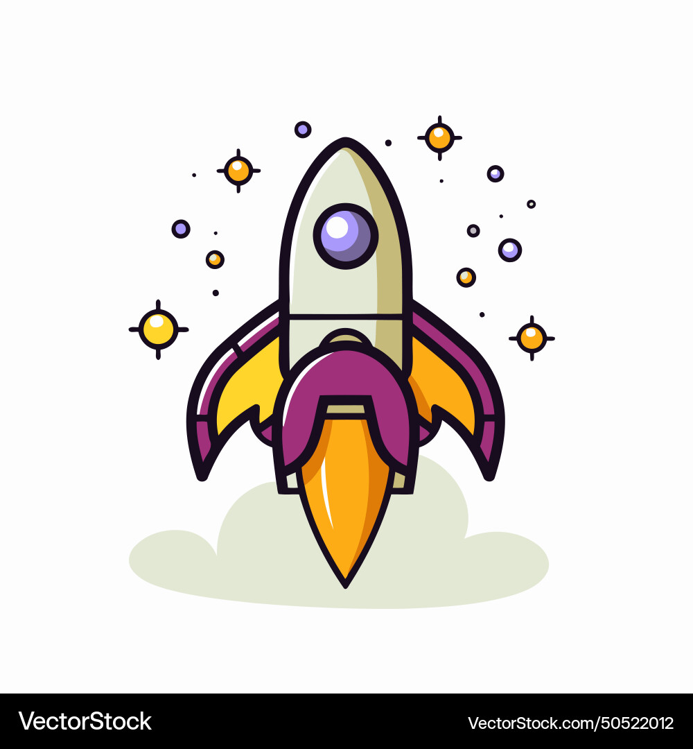 Rocket icon in flat style spaceship on white Vector Image