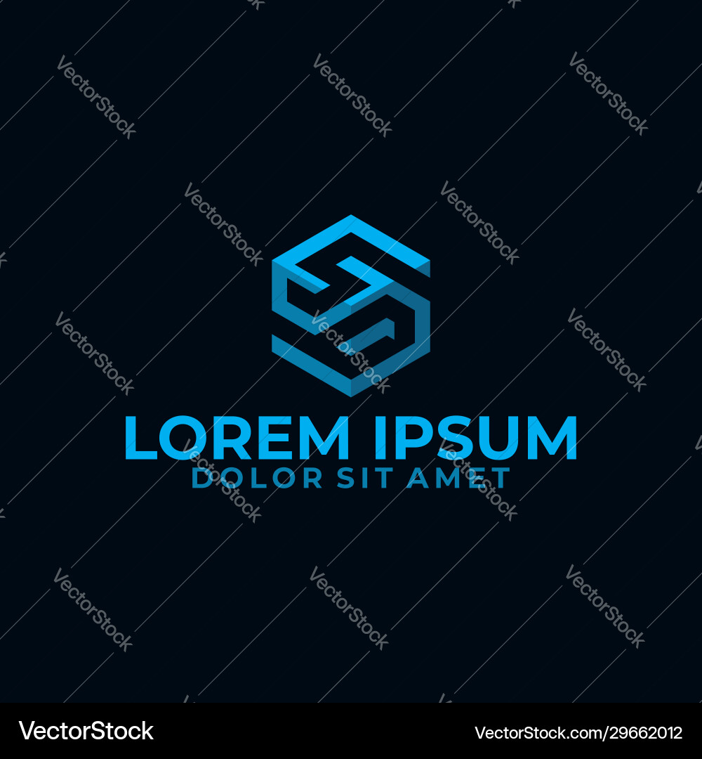 SD Monogram Logo with 3D Cube Vector Image