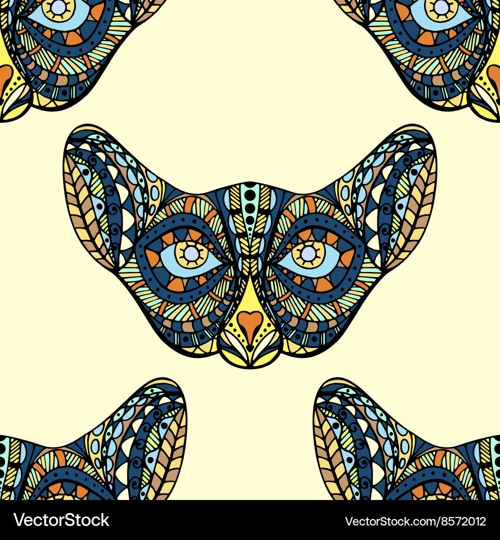 Seamless pattern with cat faces Vector Image