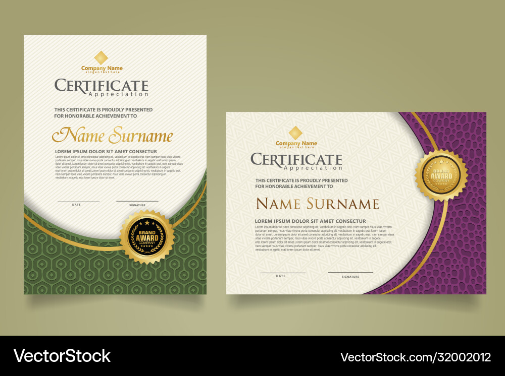 Set modern certificate template with dynamic vector image