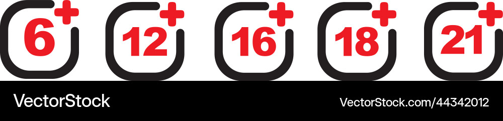 Set of age restriction signs marks limit Set of age restriction signs marks limit vector image