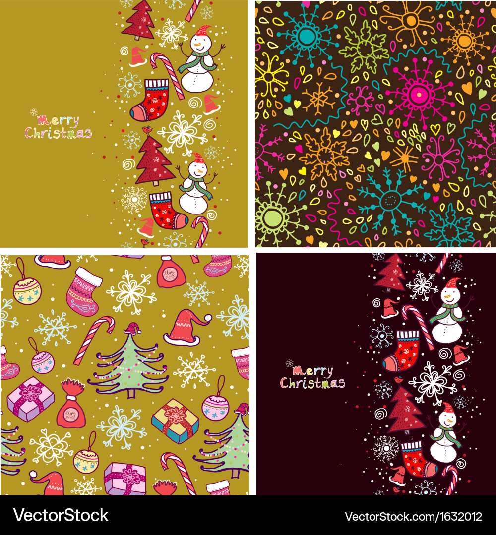 Set of four christmas seamless pattern Vector Image