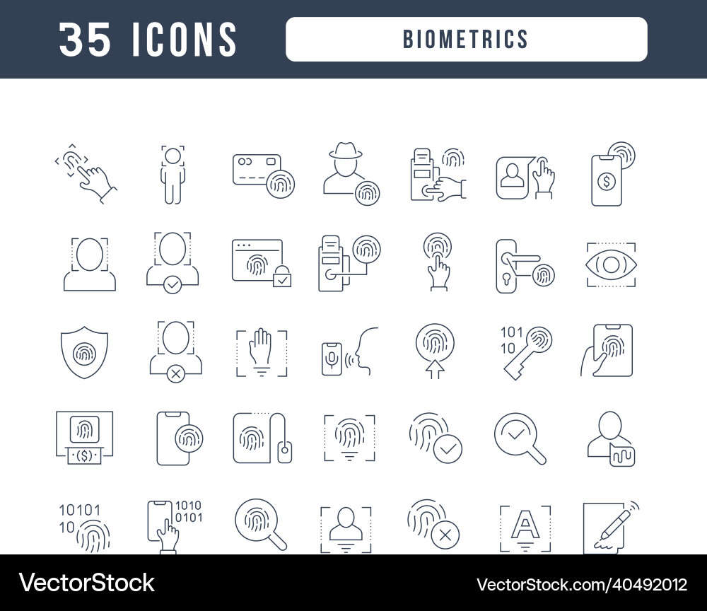 Set of linear icons biometrics Set of linear icons biometrics vector image