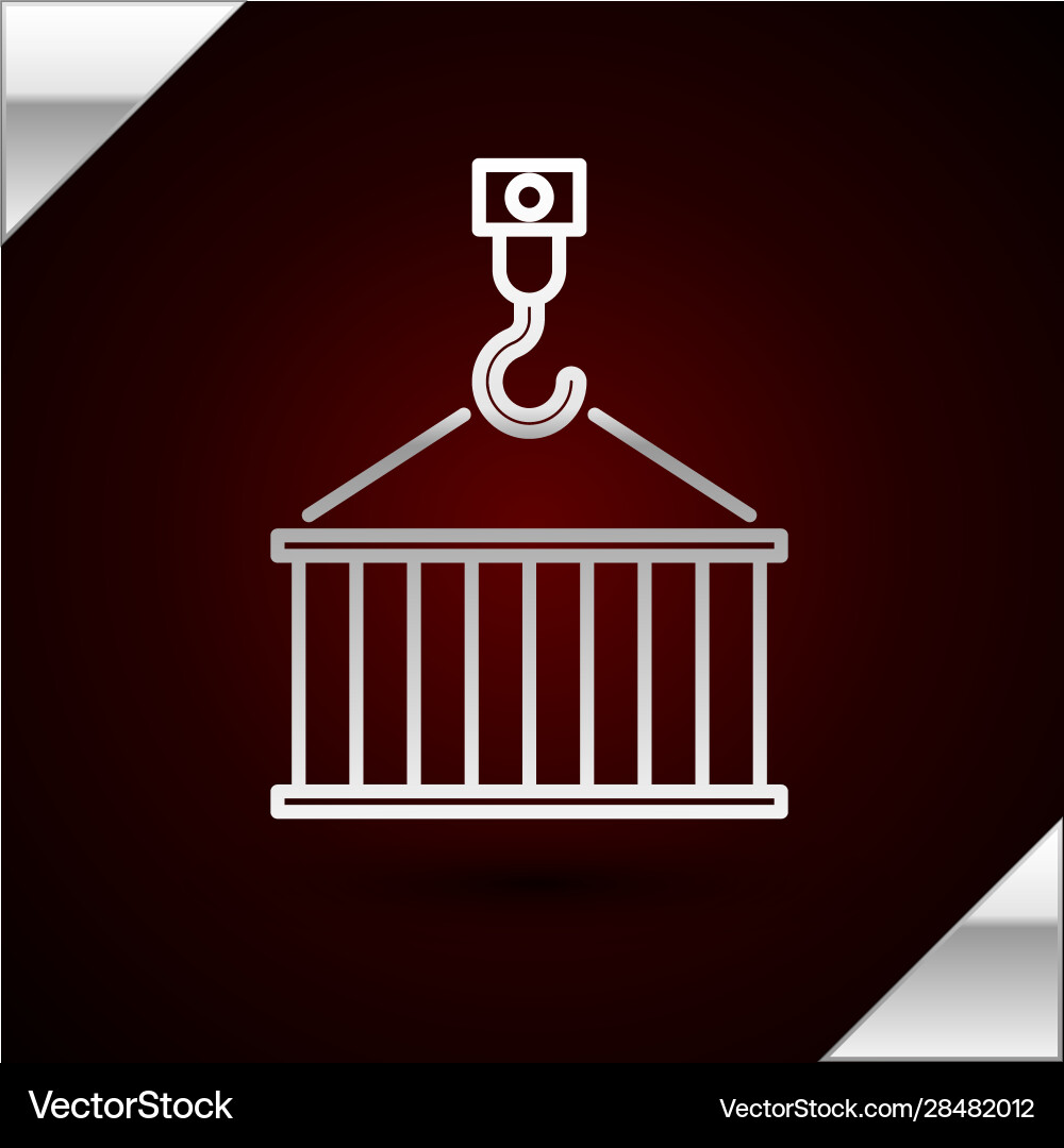 Silver line container on crane icon isolated Silver line container on crane icon isolated Vector Image