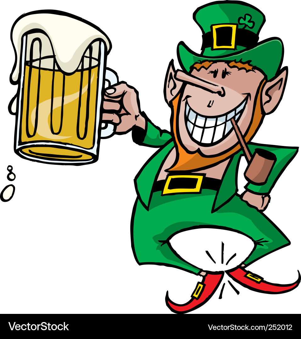 Smiling Leprechaun with Beer Vector Image
