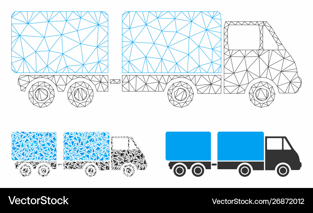 Trailer mesh 2d model and triangle mosaic Trailer mesh 2d model and triangle mosaic vector image