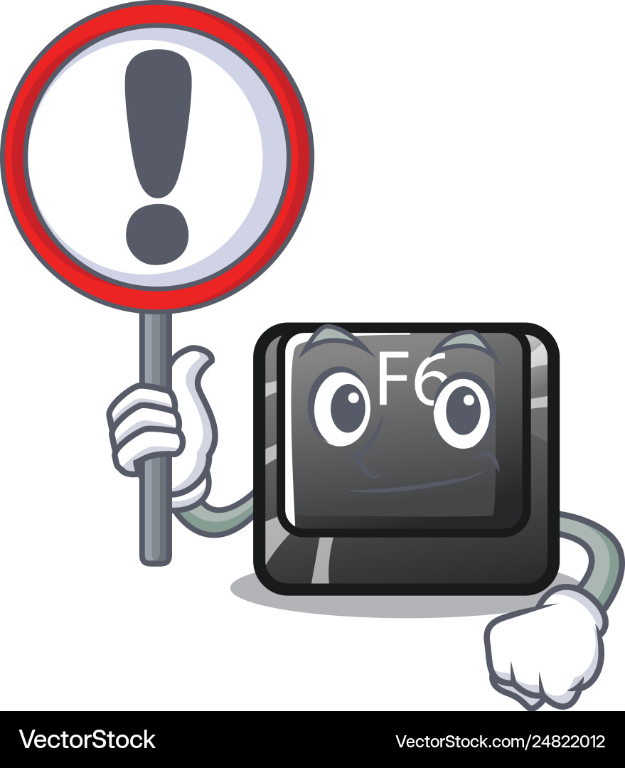 With sign longest f6 button on cartoon computer Vector Image