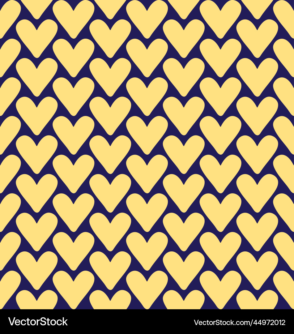 Yellow heart seamless repeat pattern design vector image