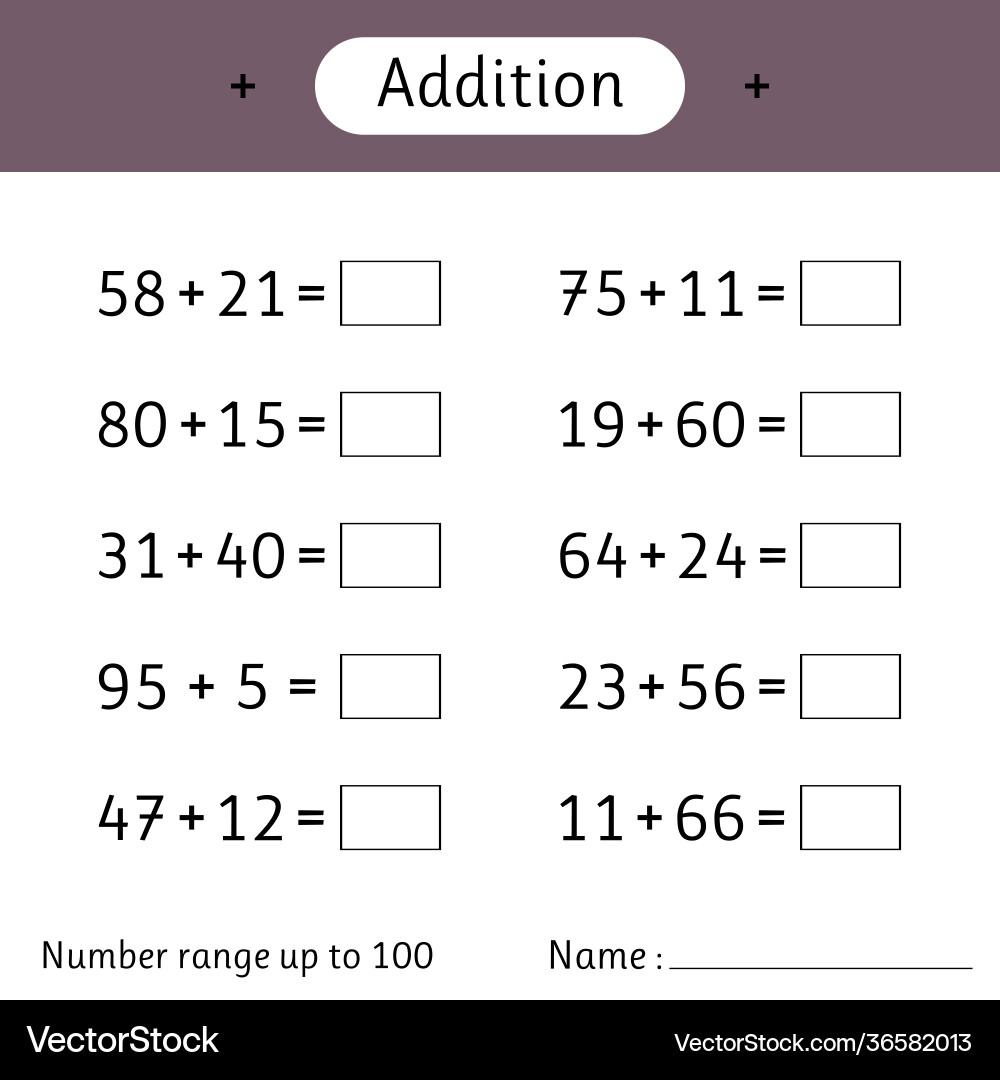 Additionsnummernbereich bis 100 Mathematik Additionsnummernbereich bis 100 Mathematik vektorbild