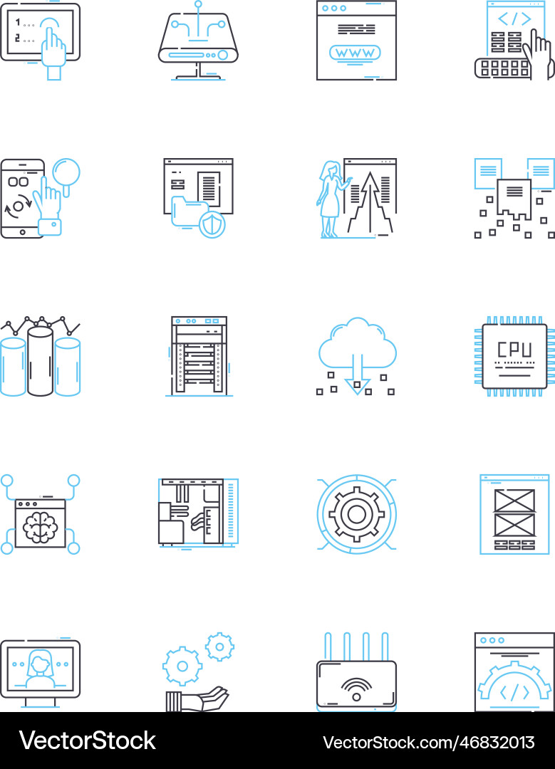 Audio systems linear icons set amplifiers Vector Image
