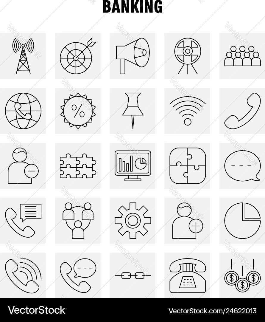 Banking line icon for web print and mobile uxui Banking line icon for web print and mobile uxui vector image