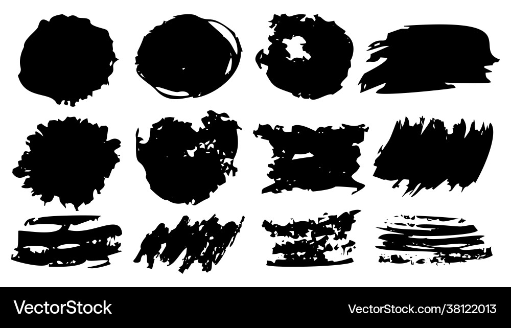 Brush Hübe smear Tinte schwarz Flecken Hand gezogen Brush Hübe smear Tinte schwarz Flecken Hand gezogen vektorbild