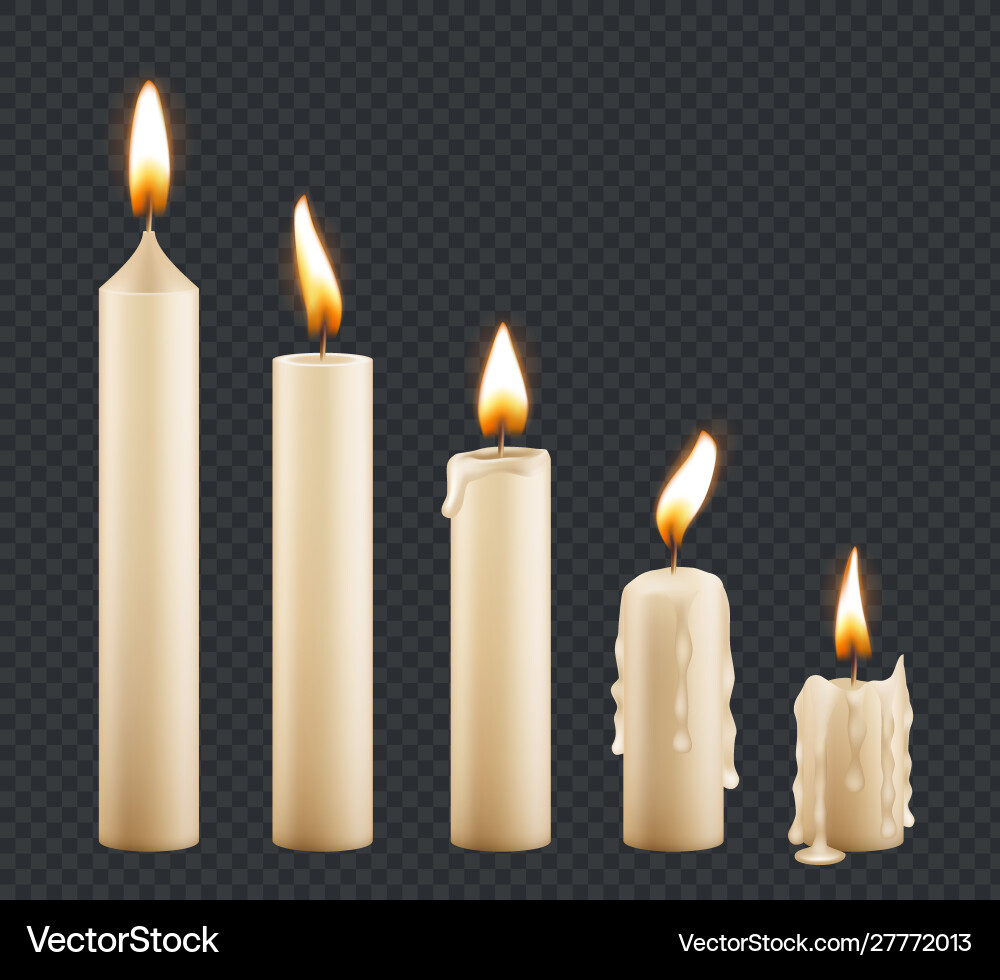 Burning candle stages combustion wax vector image