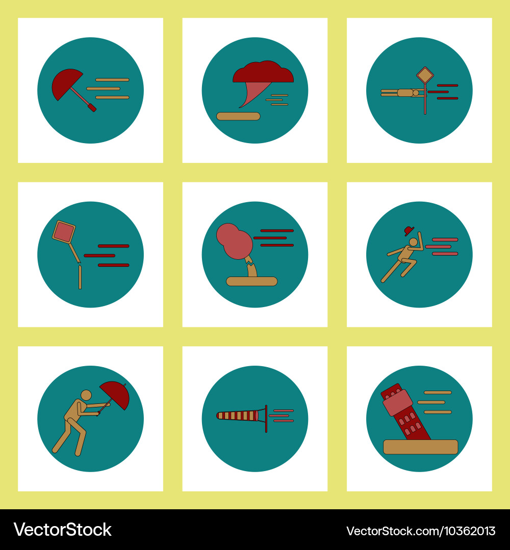 Collection of icons in flat style hurricane vector image