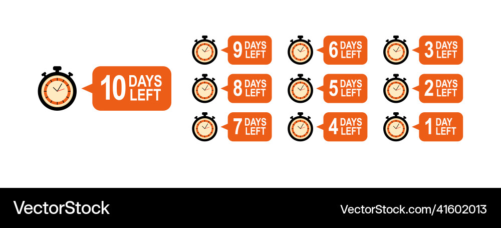 Countdown timer number of days left with clock Vector Image