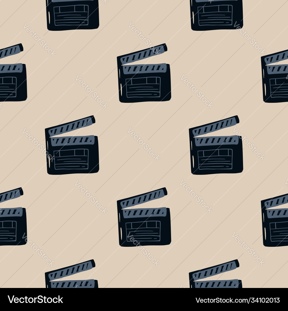 Doodle clapperboard seamless pattern simple Doodle clapperboard seamless pattern simple Vector Image