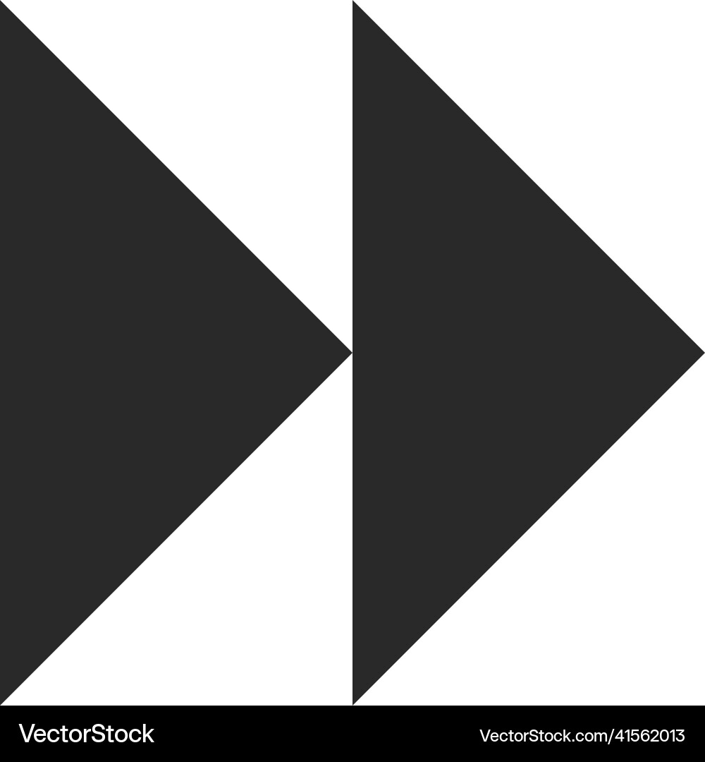 Double right pointing black arrow fast forward vector image